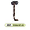 Selección Premium Hongxiu - Clip para Cola de Caballo con Moño Negro Cola Trenzada Alta con Puntas Ligeramente Rizadas Peluca Nuevo Estilo Chino