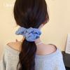 Elástico de cabelo estilo college simples coreano ~ Corda de cabelo azul pequena e fresh para rabo de cavalo baixo, acessórios de cabelo em bola para mulheres