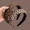Diadema Ancha Estampado Leopardo Estilo Coreano para Mujer, Estilo Retro Hong Kong, Diadema Elevadora para la Parte Superior de la Cabeza, Versátil Accesorio de Pinza para el Cabello para el Viaje Diario