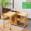 Gabinete de Té Giratorio Móvil Mesa de Té Mesa de Té para el Hogar Balcón de Apartamento Pequeño Mesa de Café Mesa Integrada con Tetera Eléctrica Juego de Mesa y Sillas