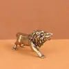 Adornos de león de cobre puro, león de la jungla de latón, mascota de té de latón puro, objetos antiguos, adornos de escritorio para el hogar