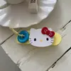 Planeta Menina! Grampo de Cabelo Botão Gato Kt Cor Contrastante Presilha Grande Bico de Pato Grampo para Meio Preso Pegador de Cabelo Acessórios de Cabelo