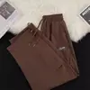 Pantalones Casuales Marrones Tipo Cimitarra High Street Americano para Niños Primavera y Otoño Cleanfit Marca de Moda Pantalones de Pierna Ancha Rectos Sueltos