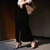 Saia Jeans Yuyuan Estilo Europeu e Americano Novo, Versátil, Slim Fit, com Fenda, Saia Longa para Mulheres, em Estoque, Fornecimento Direto, Múltiplas Cores Disponíveis