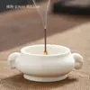 Mini Incensário Cerâmico Xianglong Pequeno para Uso Interno em Casa, Queimador de Porcelana Branca para Cerimônia do Chá Aromaterapia com Suporte para Incenso de Dragão Duplo