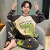 Pijama infantil, algodón puro, conjunto fino de manga larga, nuevo modelo 2026, para niños, estilo caricatura, para niños grandes, ropa de aire acondicionado, se puede usar afuera