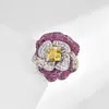 Flor rosa rosa fivela magnética doce luz luxo elegante gradiente moda feminina casaco camisa corsage fivela magnética