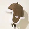 Gorro de Algodón con Forro de Polar Estilo Lei Feng de Invierno para Mujer, Gorro de Aviador Gris Cortavientos y Cálido para Ciclismo al Aire Libre en Invierno, Venta Caliente Transfronteriza