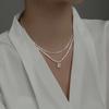 Delicado Collar de Perlas para Mujer Lujo Nicho Accesible Cadena Brillante para Clavícula Set de Dos Piezas Accesorios Populares Collar de Mujer