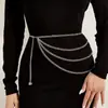 WMS Corrente de Metal Multicamadas Moderna Europeia Corrente de Cintura Feminina Vazada Popular Franja Cincher de Cintura Cinto Decorativo