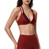 Nuevo sujetador deportivo cruzado de bloques de color transfronterizo para mujer, a prueba de impactos, de soporte, transpirable, de dos piezas simuladas, hermoso sujetador de yoga para espalda para correr
