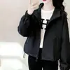 Chamarra con capucha para mujer, estilo nuevo primavera y otoño 2026, chamarra corta versátil casual tipo workwear para personas petite