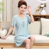 Bata de Algodón Modal para Mujer Verano Manga Corta Longitud Media Vestido Camisón Tallas Grandes Ropa de Casa para Madres de Mediana Edad y Mayores Se Puede Usar Afuera