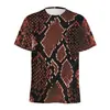 Camiseta con estampado de piel de serpiente de moda, impresión digital 3D, camiseta para hombre con estampado de piel de animal, cuello redondo, manga corta urbana, transfronteriza