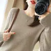 Suéter de Lã Estilo Coreano Outono e Inverno Feminino Pulôver Gola Redonda Curto Solto Versátil Suéter Básico Suéter de Cashmere