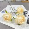 Rosa lasaña de 3 cabezas, rosa de ensueño, rosa redonda de una sola rama, arreglo floral para boda coreana, flor de seda, arreglo floral fresco para salón de bodas, flor de pared