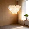 Luminária Pendente concha cor creme estilo francês para Quarto, Estudo, Sala de Jantar Redonda Romântica, Sino de Vento para Sala de Estar, Iluminação Transfronteiriça, Minimalista Nórdico