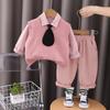 Traje de otoño para niño pequeño 2024 nuevo estilo extranjero niño de un año bebé primavera y otoño corbata suéter tres piezas