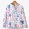Nuevo Abrigo Acolchado de Algodón con Botones Estilo Chino Abrigo de Flores Grandes del Noreste Otoño e Invierno Cálido Mangas Largas Tela de Flores Abrigo Acolchado de Algodón Espeso Forrado de Polar para Mujer