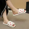 Zapatillas de Invierno para Mujer Nuevas de Punta Abierta Peludas Cómodas Versátiles para el Hogar de Interior Corazón Simples de Piso de Algodón