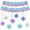 Nuevo juego de platos de papel, vasos de papel, servilletas de papel y vajilla con temática de copo de nieve azul transfronterizo para decoración y arreglo de fiesta de cumpleaños