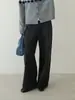 Calça Casual Xiaomi Yinuo Cinza de Alta Qualidade para Emagrecer em Veludo Fino Lã Escovada para Mulheres Calça de Cintura Alta Wide-Leg 11103