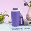 Caneca de café elegante de alta qualidade com revestimento interno de aço inoxidável 316, design simples com alça, copo térmico para uso externo, copo portátil com canudo