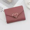 Billetera corta de moda con personalidad para mujer, bolso corto versátil en forma de corazón para mujer, monedero, tarjetero, porta tarjetas