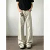 Pantalones casuales lavados estilo americano para hombre, nueva colección de otoño, corte holgado, talla grande, pantalones de pierna recta, pantalones de trabajo holgados de pierna ancha para hombre
