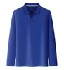 Camisa polo transpirable de secado rápido con manga larga, cuello pequeño, color liso, ropa de trabajo casual de negocios para equipos corporativos