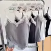 Camisola de Encaje con Pestañas de Moda Puro Deseo Encaje Sexy con Almohadilla para el Pecho Ropa Interior Básica para Mujer Venta al por Mayor