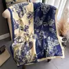 Novo Lenço Estampado Estilo Coreano de Algodão e Linho Imitado para Transmissão ao Vivo 2025 Cachecol Quente Clássico Europeu e Americano para Outono e Inverno com Xale