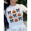 Camiseta de Manga Corta con Estampado de Calabaza y Murciélago Nuevo Halloween Europeo y Americano 2025