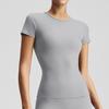 Camiseta de Yoga de Secado Rápido Estilo Europeo y Americano para Mujer, Top Adelgazante Fitness de Manga Corta Moldeador Corporal Estilo Kardashian, Venta al por Mayor