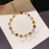 Pulsera Simple de Gota de Agua con Circonita de Colores para Mujer, Pulsera de Moda de Alta Gama y Elegante, Joyería de Mano Versátil Estilo Palacio Retro para Mujer