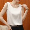 Camisola Popular Transfronteriza para Mujer, Cuello Redondo, Color Sólido, Manga Corta, Corte Holgado, Camiseta Básica Adelgazante, Top sin Mangas para Verano