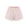 Shorts Casuais Femininos Dongdaemun 2025 Novo Estilo de Verão da Coreia do Sul Listrados Renda Cintura Elástica Perna Reta Larga