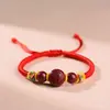 Pulsera Roja de Cuerda de Cinabrio Natural para Niños, Pulsera de Bebé del Año de Nacimiento, Amuleto Seguro de Transferencia, Pulsera de Cinabrio para Bebé