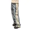 Jeans Azules Lavados Antiguos Retro Casuales Americanos para Hombres y Mujeres Otoño Cintura Media Adelgazantes Holgados Rectos Pierna Ancha Pantalones Largos