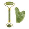 Fábrica de Origem Conjunto de Massagem com Rolo de Jade Quartzo Rosa Placa Raspadora de Jade Rolo de Duas Cabeças Bastão de Massagem Facial