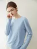 Nuevo Suéter de Cachemira 100% para Mujer Otoño e Invierno, Suéter Delgado de Cuello Redondo con Mangas de Hombro Normales, Suéter Interior de Lana Tejida de Color Sólido