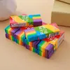 Goma de borrar arcoíris para estudiantes con menos migas y alta apariencia, goma de borrar arcoíris tridimensional, material escolar, goma de borrar especial para escribir y exámenes