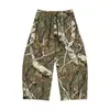 Pantalones Casuales para Hombre Etai de Algodón Puro Pesado 340g, Estilo Americano Moderno con Estampado de Hojas Camuflaje, Pierna Curva, Corte Holgado