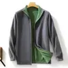 Chaqueta Cardigan de Cachemira Gruesa de Doble Cara para Hombre, Nuevo Suéter de Lana de Cuello Medio Alto Otoño/Invierno, Ropa Exterior Reversible Casual, Moderna