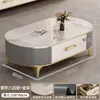 Mesa de Café de Piedra Sinterizada Lujo Ligero Sala de Estar Hogar 2026 Nuevo Gama Alta Apartamento Pequeño Mesa de Café Ovalada Combinación de Mueble de TV