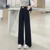 Calça de Seda de Gelo Cinza de Verão Wide Leg para Mulheres 2026 Novo Estilo Fluida Cintura Alta Emagrecedora Casual Solta Esportiva Fina