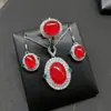 Set de Lujo de Jade Estilo Clásico Set Princesa Diana Set de Tres Piezas de Jade Colgante Anillo Gancho de Oreja Venta al por Mayor