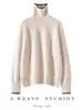Novedad Otoño e Invierno 2025 Suéter de Punto de Cachemira de Cuello Alto de Manga Larga con Puntos de Colores Suéter Suave de Bloques de Color de Cachemira