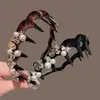 Faixa de cabeça com strass estilo celebridade para mulheres, tiara de alta coroa, acessório de cabelo elegante feito à mão com contas, presilha de cabelo
