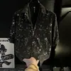 Camisa de Hombre Manga Tres Cuartos Estrella de Cinco Puntas Tendencia de Moda Verano 2025 Corte Delgado Estampada Estilo Coreano Elegante Camisa de Hombre